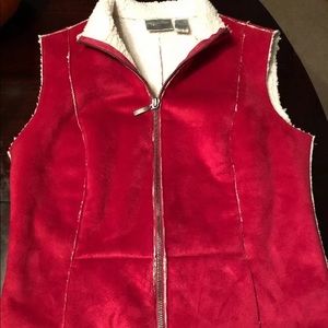 Chicos Pink Suede look And Fleece Lined Vest